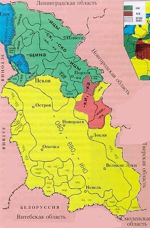 КАРТА ТОПОНИМИЧЕСКОЙ ОКРАСКИ ТЕРРИТОРИИ